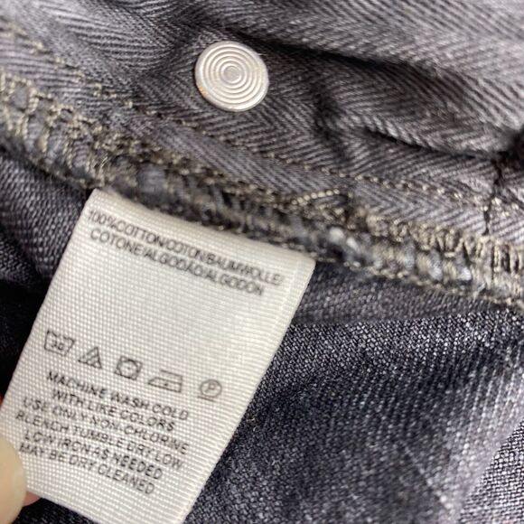 Free People Black Button Fly Jeans Buckle Back Fray High Rise Shorts Women Sz 27 - Picture 4 of 5